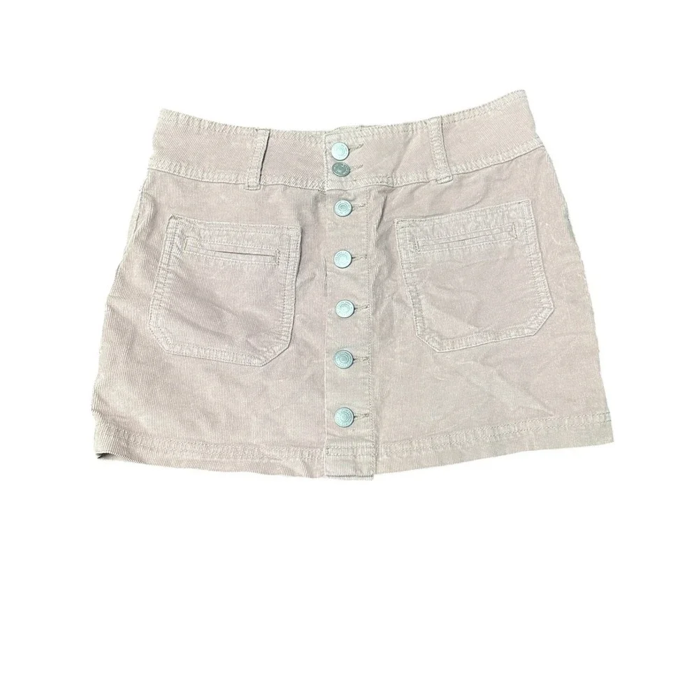 Free People We The Free Pink Corduroy Button Front Mini Skirt Size 26 Long